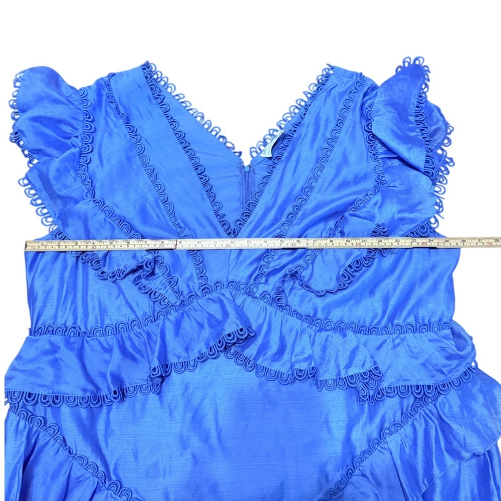 ASOS Design Blue Ruffle Ric Rac Trim Tiered Mini Dress Plus Size US 24 - Picture 7 of 11